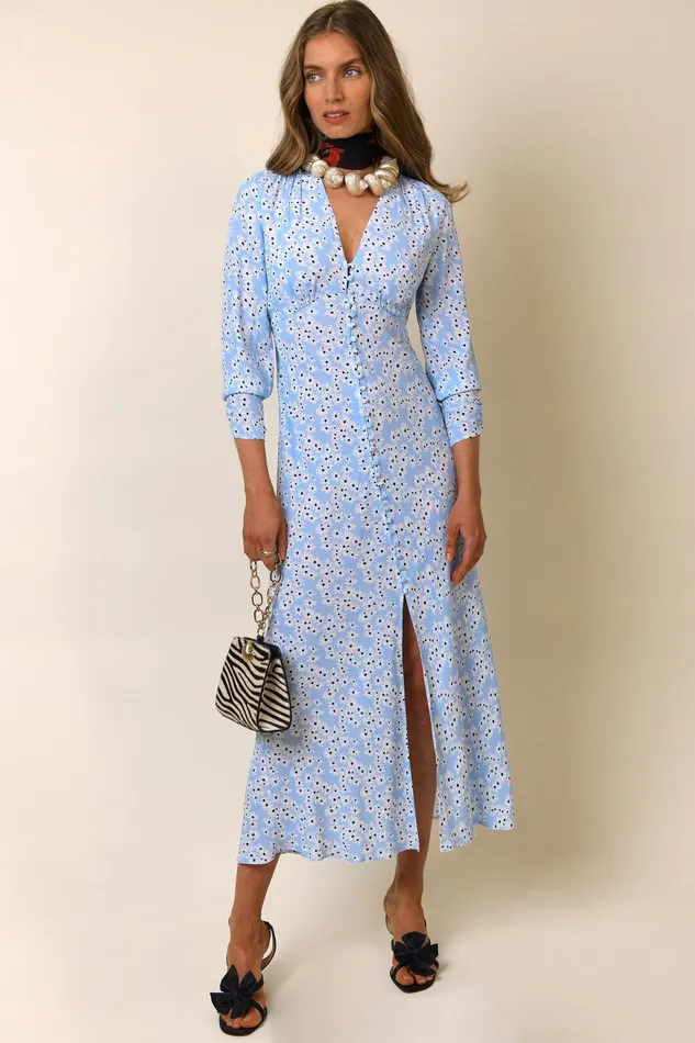 Dresses Women RIXO Katie Steel Blue Daisy Dresses Women RIXO Katie Steel Blue Daisy