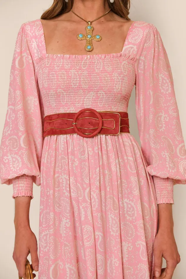 Dresses Women RIXO Marianne Paisley Stamp Pink Dresses Women RIXO Marianne Paisley Stamp Pink