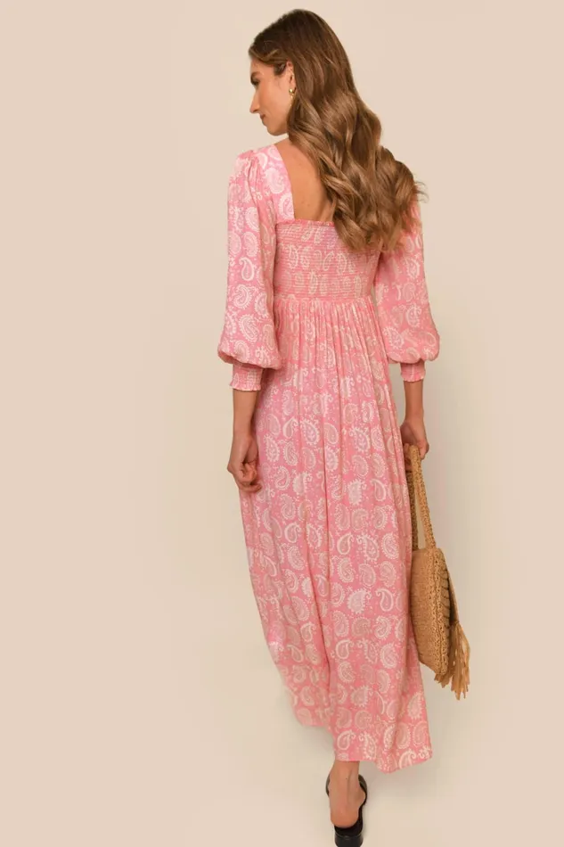 Dresses Women RIXO Marianne Paisley Stamp Pink Dresses Women RIXO Marianne Paisley Stamp Pink