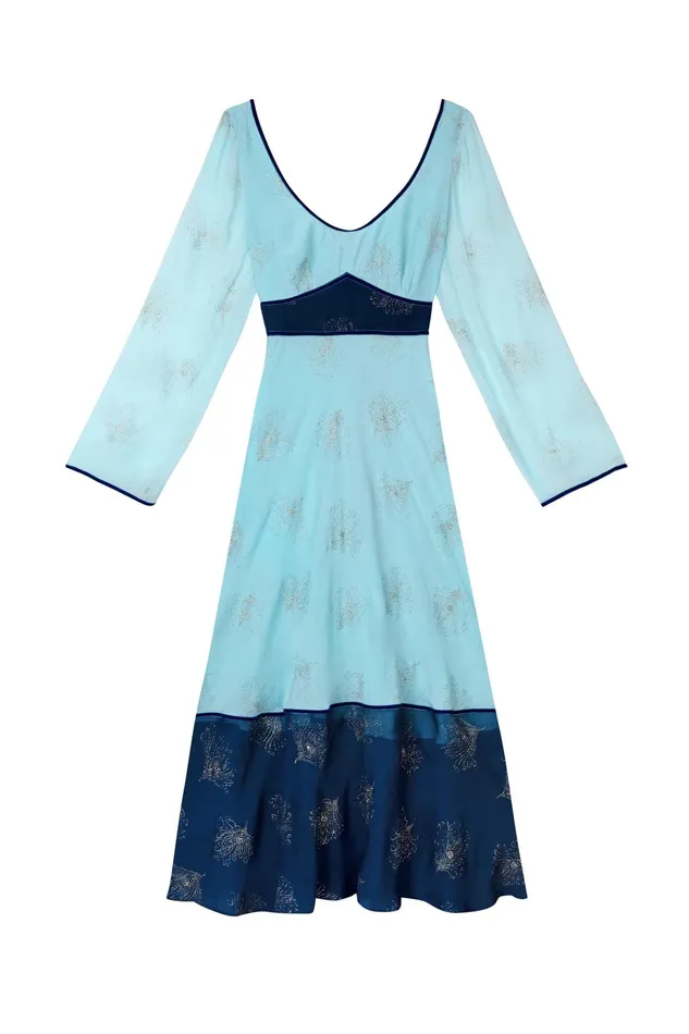 Dresses Women RIXO Mathilde Blue Glitter Feather Mix Dresses Women RIXO Mathilde Blue Glitter Feather Mix