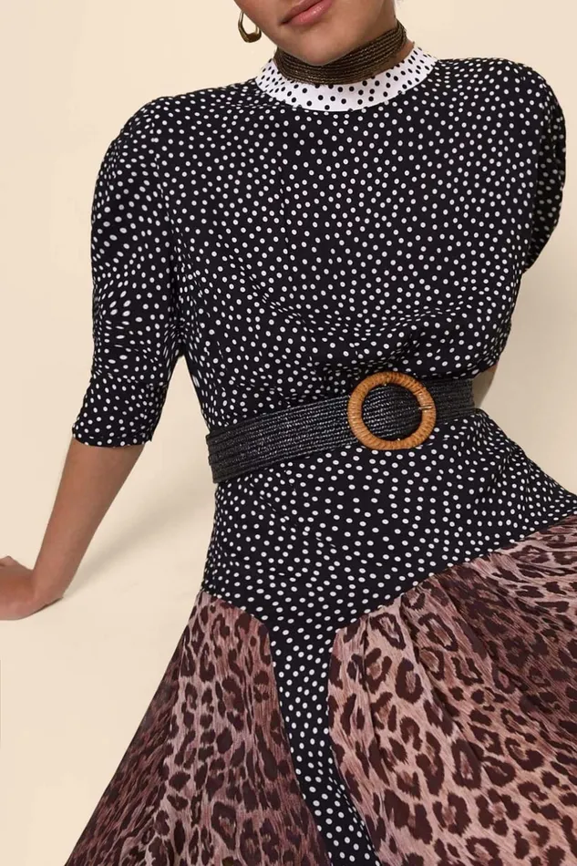 Dresses Women RIXO Meg Leopard Polka Dot Dresses Women RIXO Meg Leopard Polka Dot