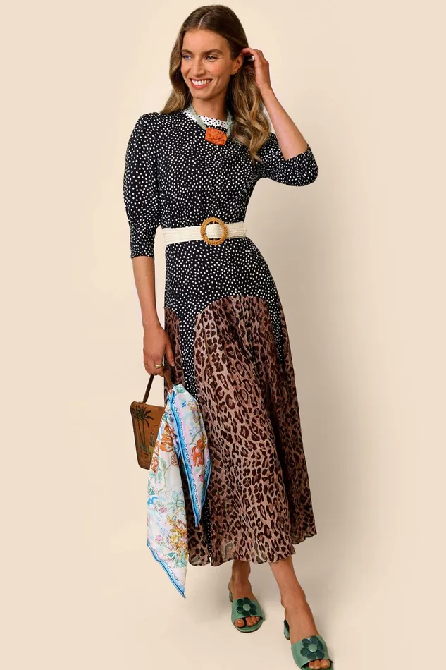 Dresses Women RIXO Meg Leopard Polka Dot Dresses Women RIXO Meg Leopard Polka Dot