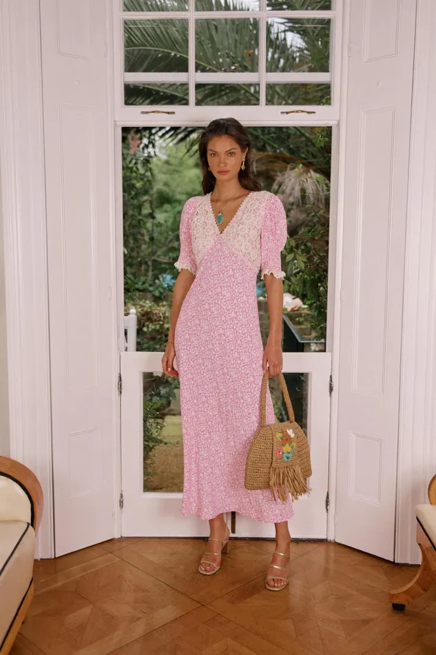 Dresses Women RIXO Olga Lily Trail Pink Dresses Women RIXO Olga Lily Trail Pink