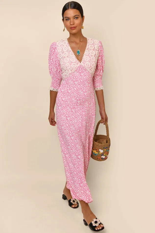 Dresses Women RIXO Olga Lily Trail Pink Dresses Women RIXO Olga Lily Trail Pink