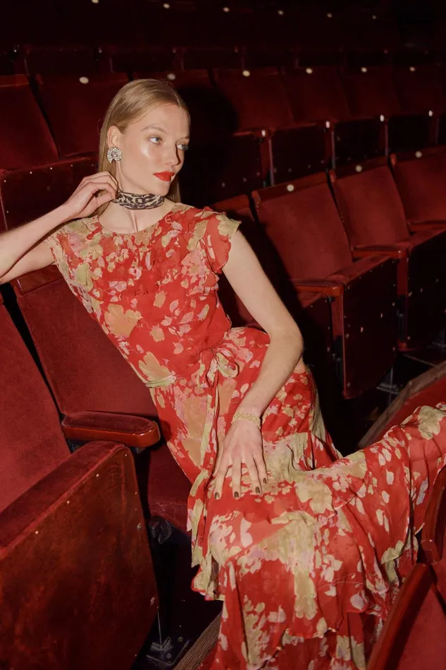 Dresses Women RIXO Rio Red Watercolour Blossom