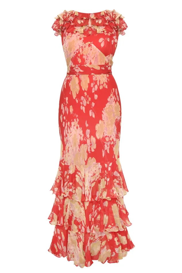 Dresses Women RIXO Rio Red Watercolour Blossom