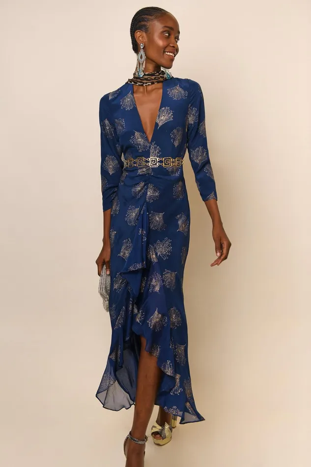 Dresses Women RIXO Rose Midnight Glitter Feather