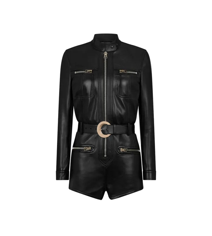 Dresses Women TOM FORD GUANTERIA LEATHER AND JERSEY ROMPER Black