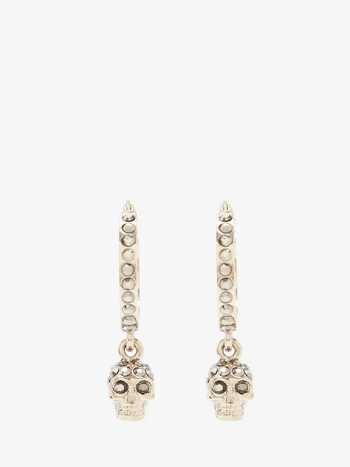 Earrings Women Alexander McQueen Skull Mini Creole Hoop Earrings Light Gold