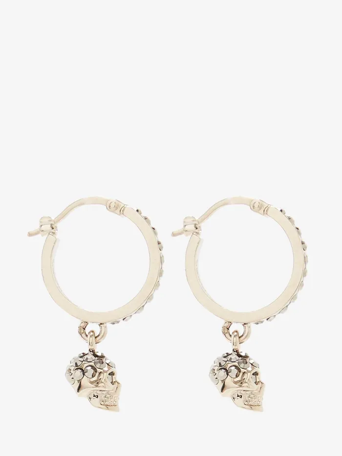 Earrings Women Alexander McQueen Skull Mini Creole Hoop Earrings Light Gold