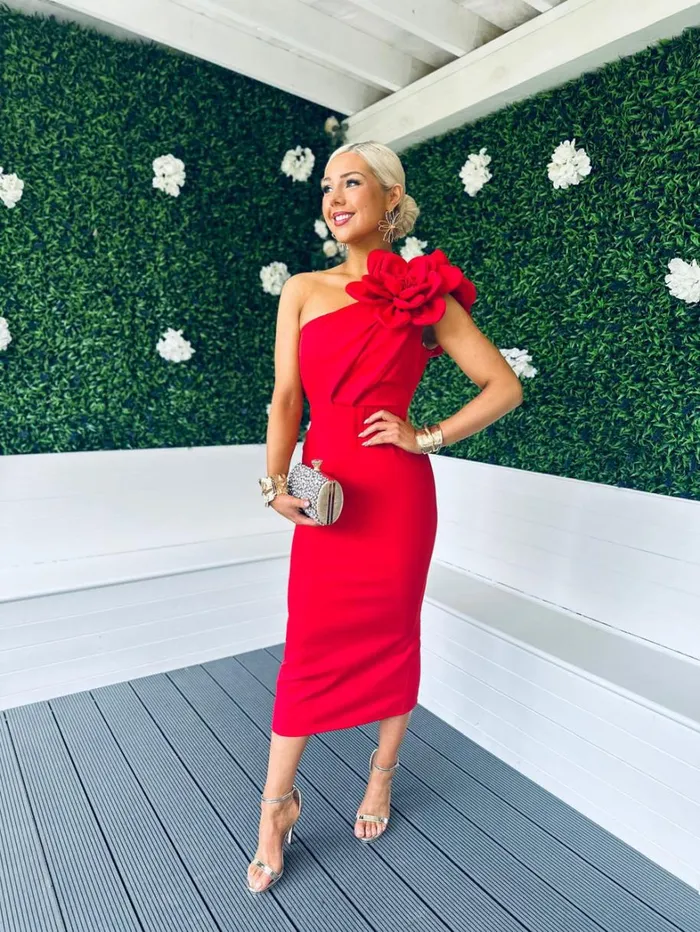 Eleanor Detailed Occasion Midi Dress Red Womens Canella Lane Maxi