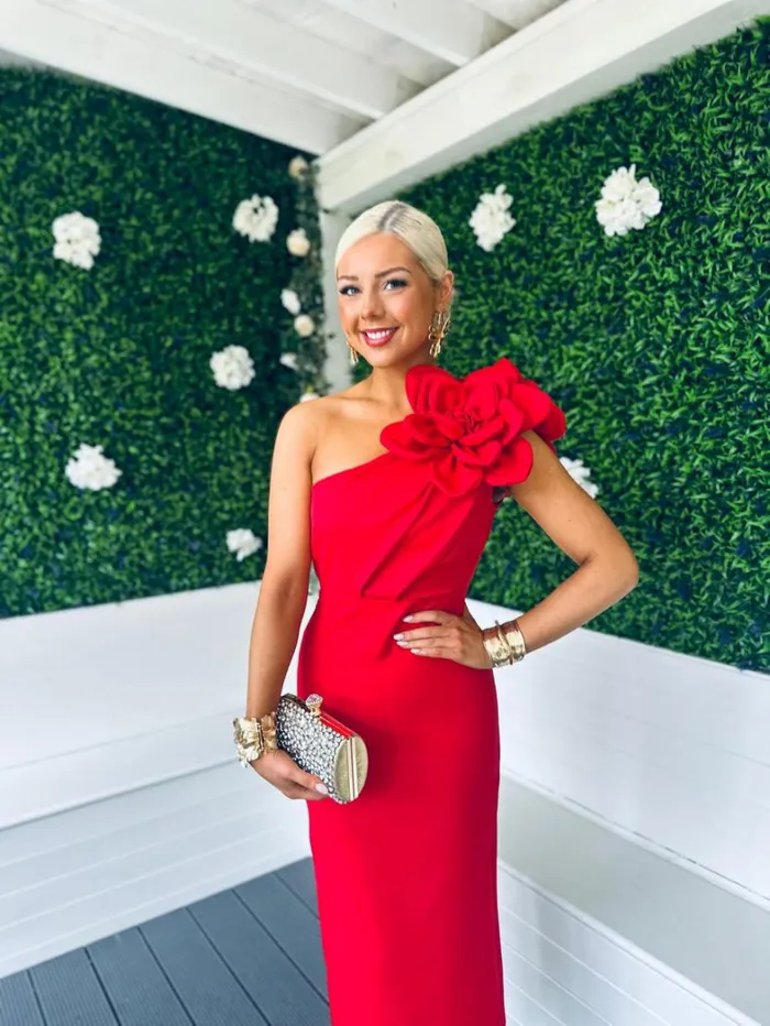 Eleanor Detailed Occasion Midi Dress Red Womens Canella Lane Maxi