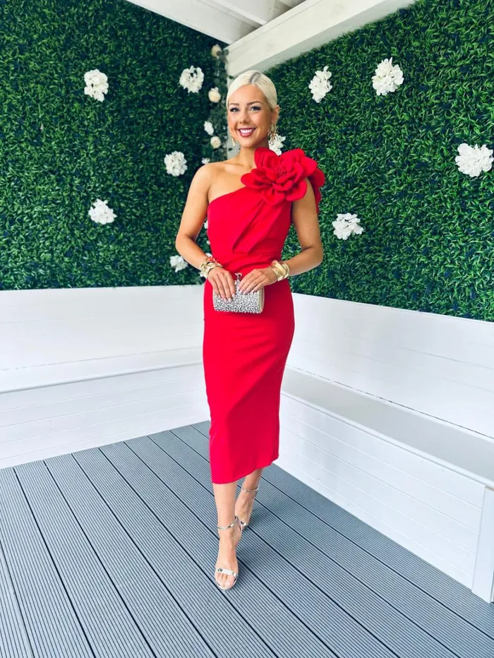 Eleanor Detailed Occasion Midi Dress Red Womens Canella Lane Maxi