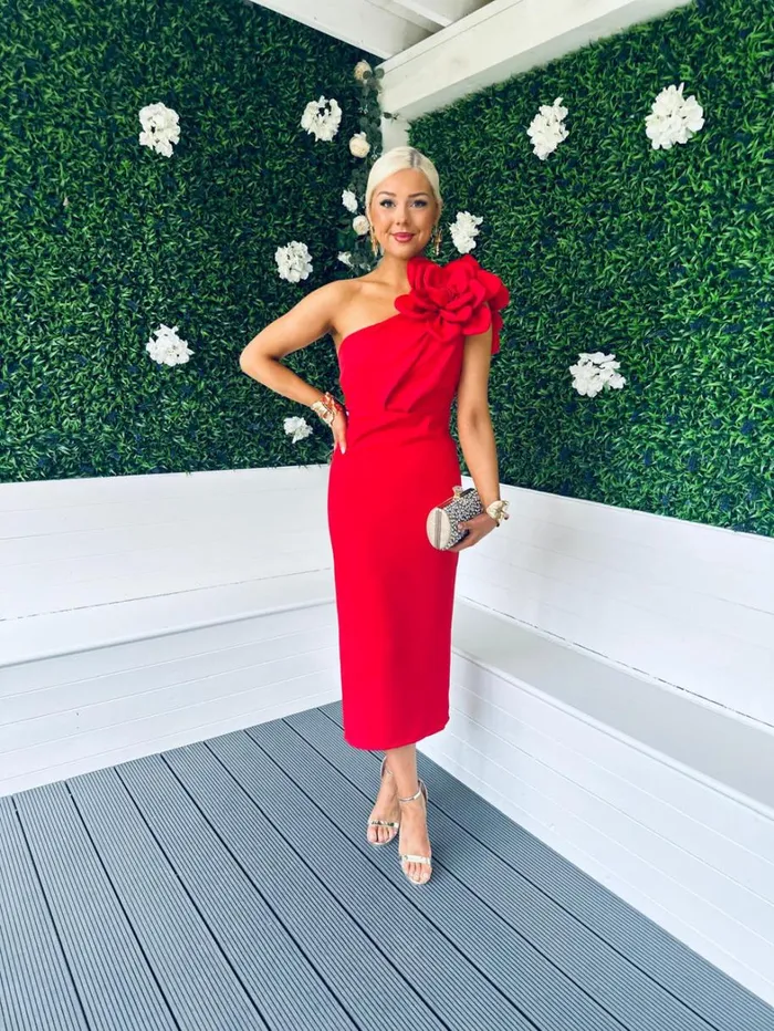 Eleanor Detailed Occasion Midi Dress Red Womens Canella Lane Maxi