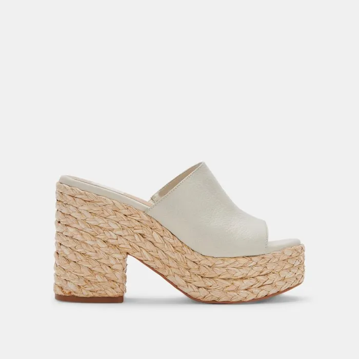 Elora Heels Ivory Leather Women Dolce Vita Mules and Clogs