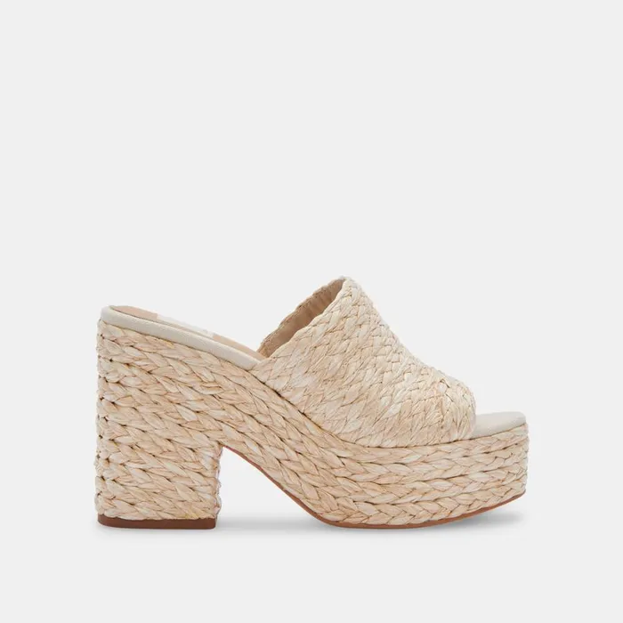 Elora Heels Lt Natural Raffia Women Dolce Vita Mules and Clogs