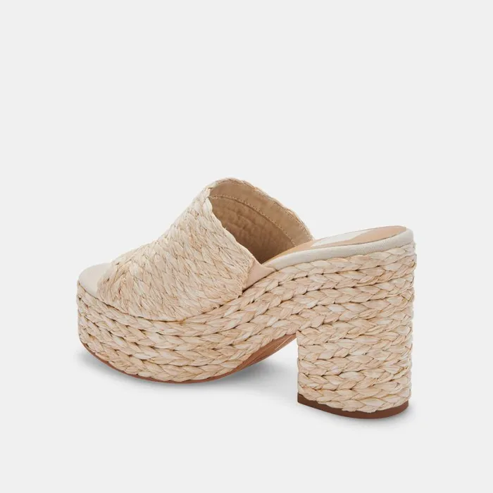 Elora Heels Lt Natural Raffia Women Dolce Vita Mules and Clogs