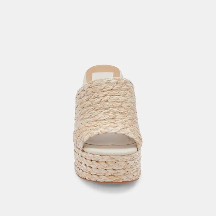 Elora Heels Lt Natural Raffia Women Dolce Vita Mules and Clogs