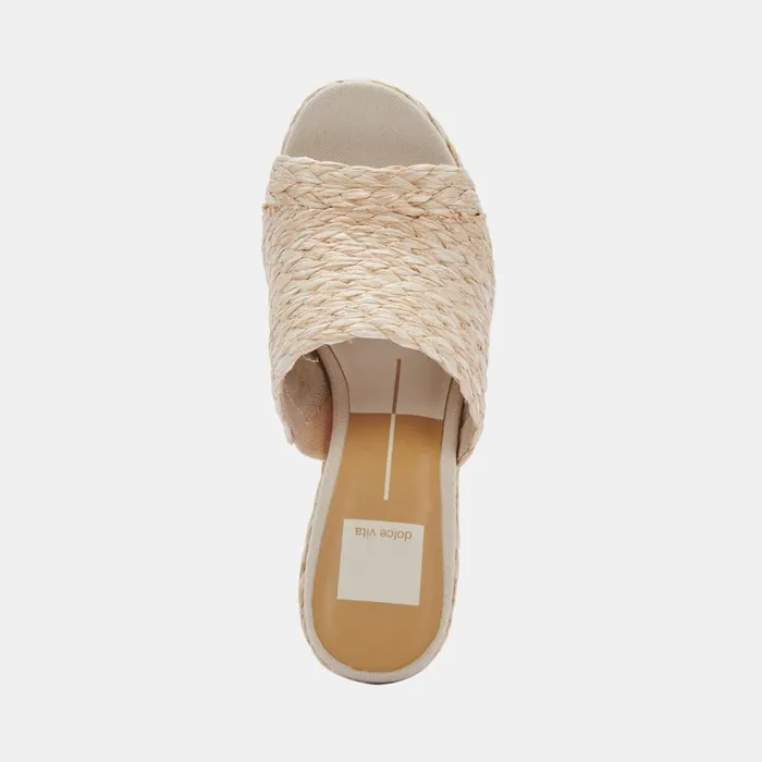 Elora Heels Lt Natural Raffia Women Dolce Vita Mules and Clogs
