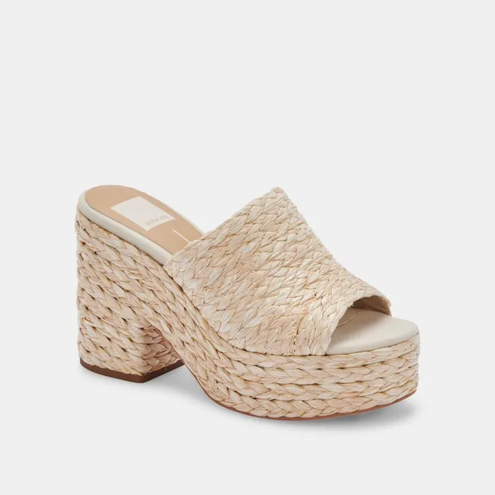 Elora Heels Lt Natural Raffia Women Dolce Vita Mules and Clogs