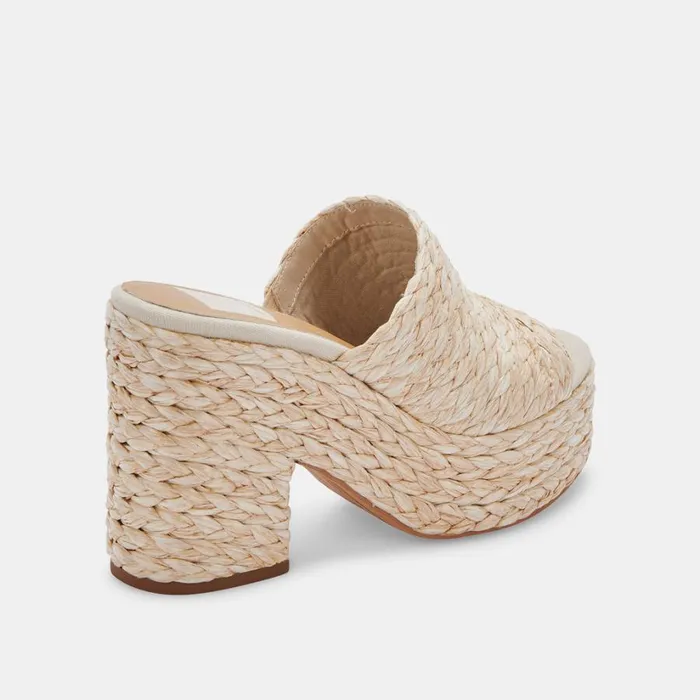 Elora Heels Lt Natural Raffia Women Dolce Vita Mules and Clogs