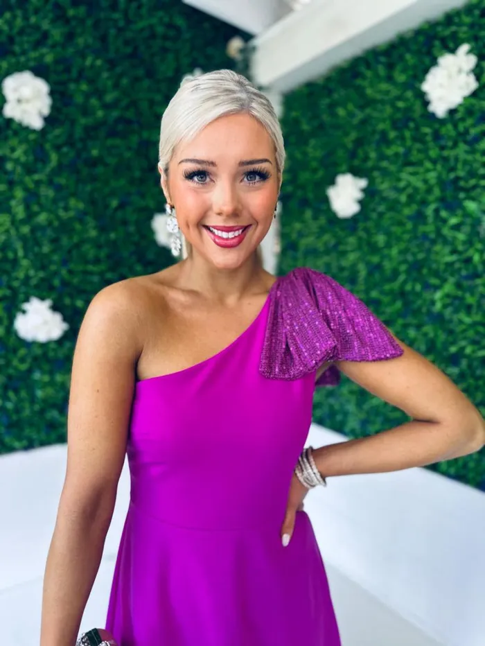 Emmy Occasion Dress Sequin Bow Detail Orchid Womens Canella Lane Maxi
