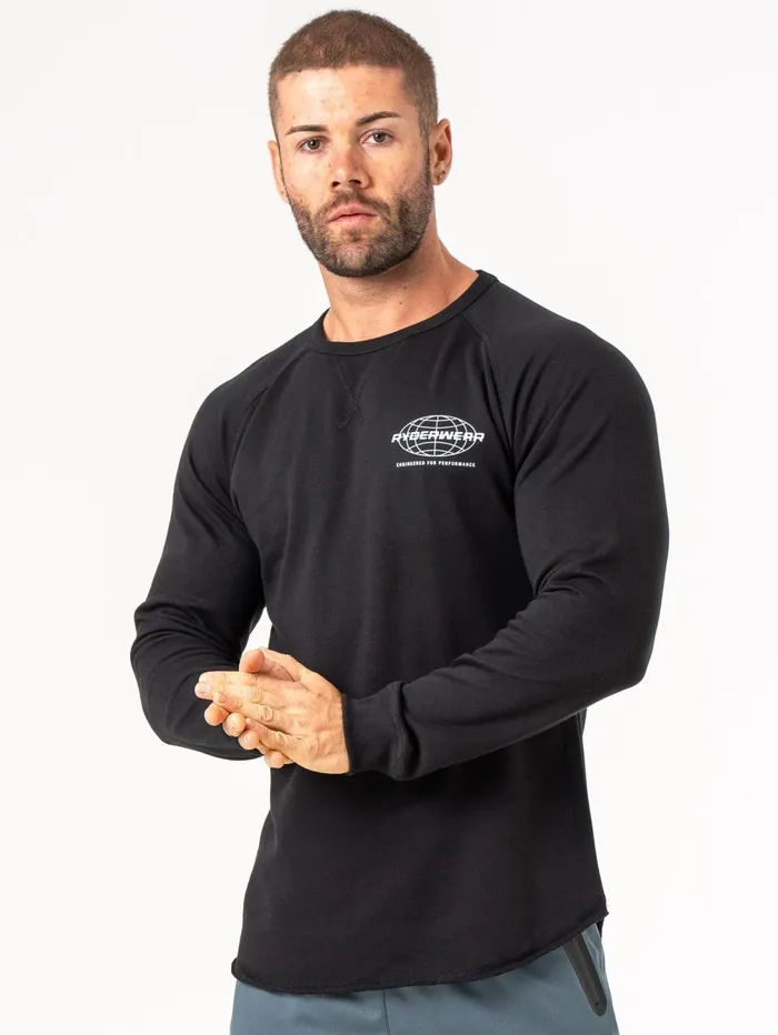 Energy Crew Neck 8211 Black Men Ryderwear Sweaters and Hoodies