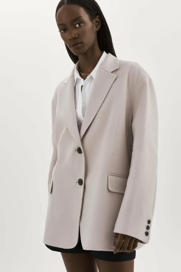 Ennis Oversized Wool Blazer Feather Grey Women Lamarque COATS and JACKETS