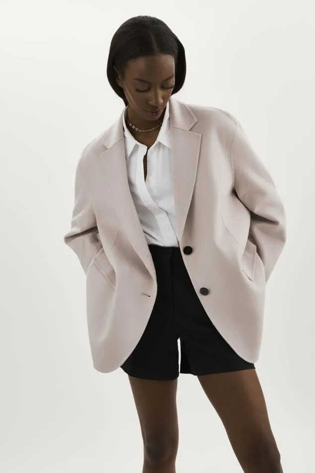 Ennis Oversized Wool Blazer Feather Grey Women Lamarque COATS and JACKETS