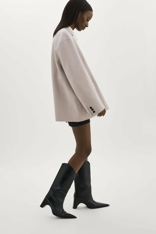 Ennis Oversized Wool Blazer Feather Grey Women Lamarque COATS and JACKETS