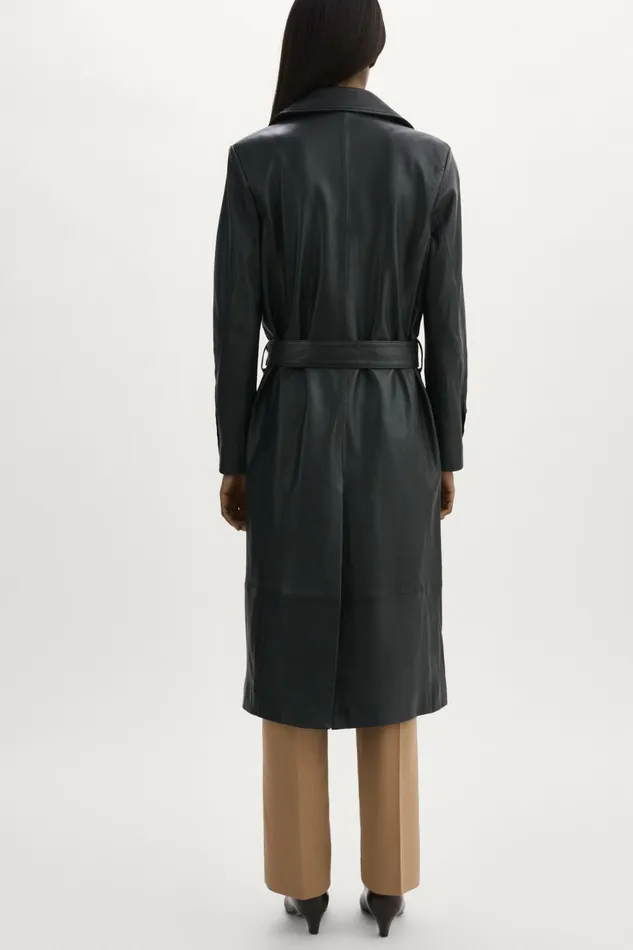 Erma Leather Trench Coat Black Women Lamarque LEATHER JACKETS