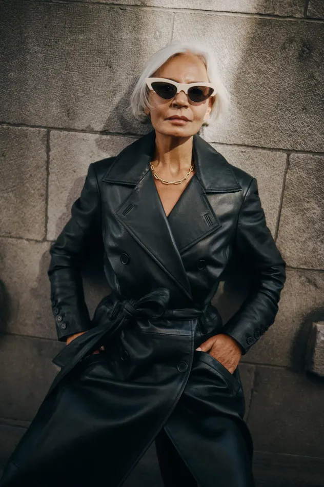 Erma Leather Trench Coat Black Women Lamarque LEATHER JACKETS