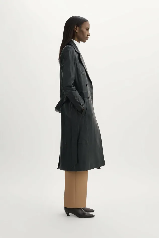 Erma Leather Trench Coat Black Women Lamarque LEATHER JACKETS