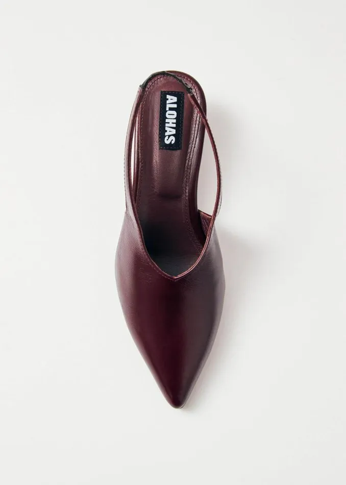 Eros Burgundy Leather Pumps Women ALOHAS Heels