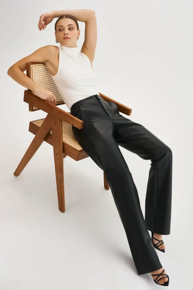 Evin Leather Pants Black Women Lamarque PANTS