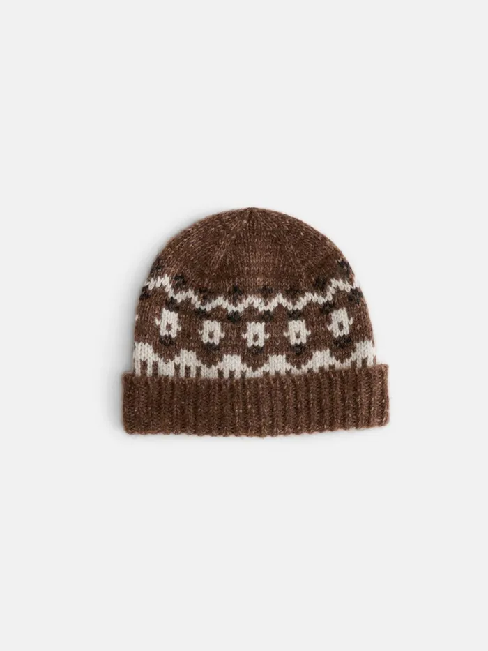 Fair Isle Beanie Brown Men Alex Mill