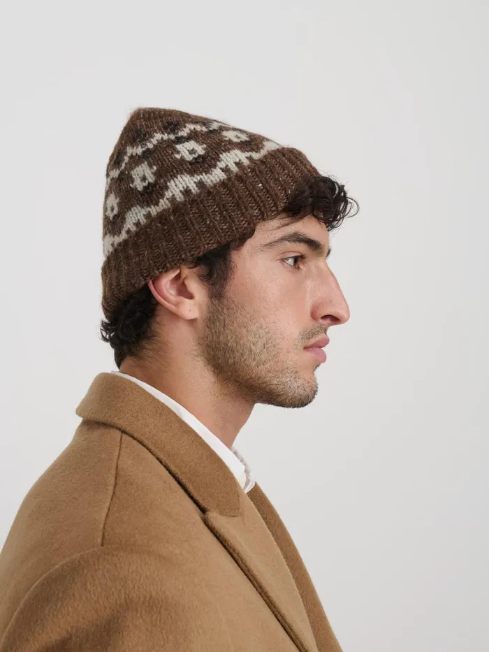 Fair Isle Beanie Brown Men Alex Mill Fair Isle Beanie Brown Men Alex Mill
