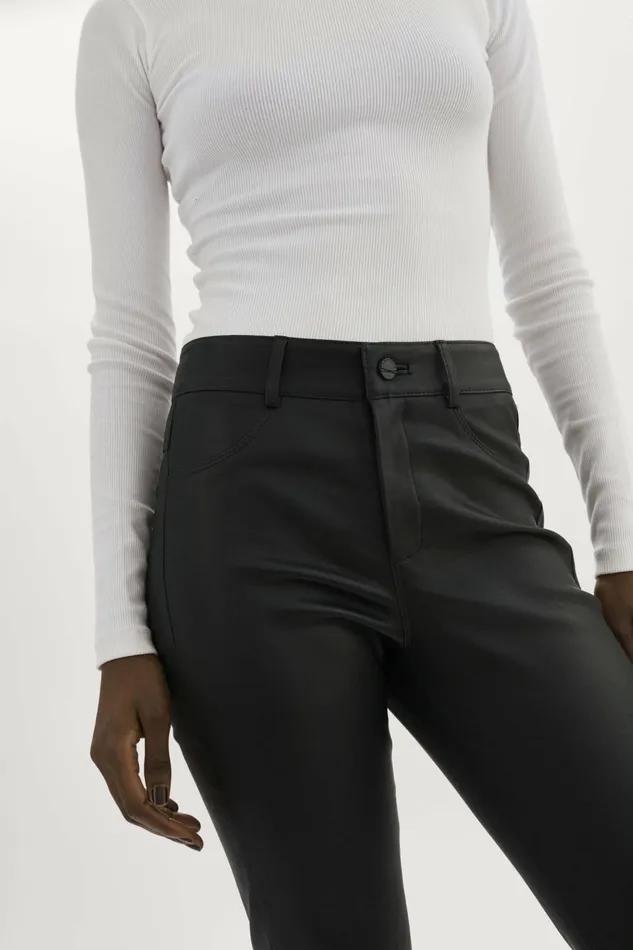 Faris Stretch Leather Pants Black Women Lamarque PANTS