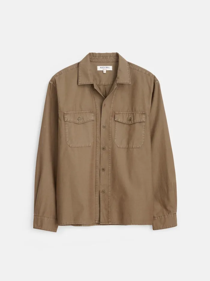 Field Shirt In Crosshatch Cotton Petrified Oak Men Alex Mill Shirts