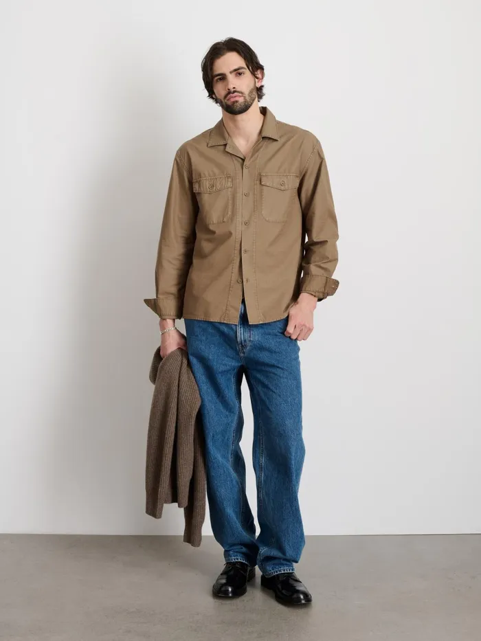 Field Shirt In Crosshatch Cotton Petrified Oak Men Alex Mill Shirts