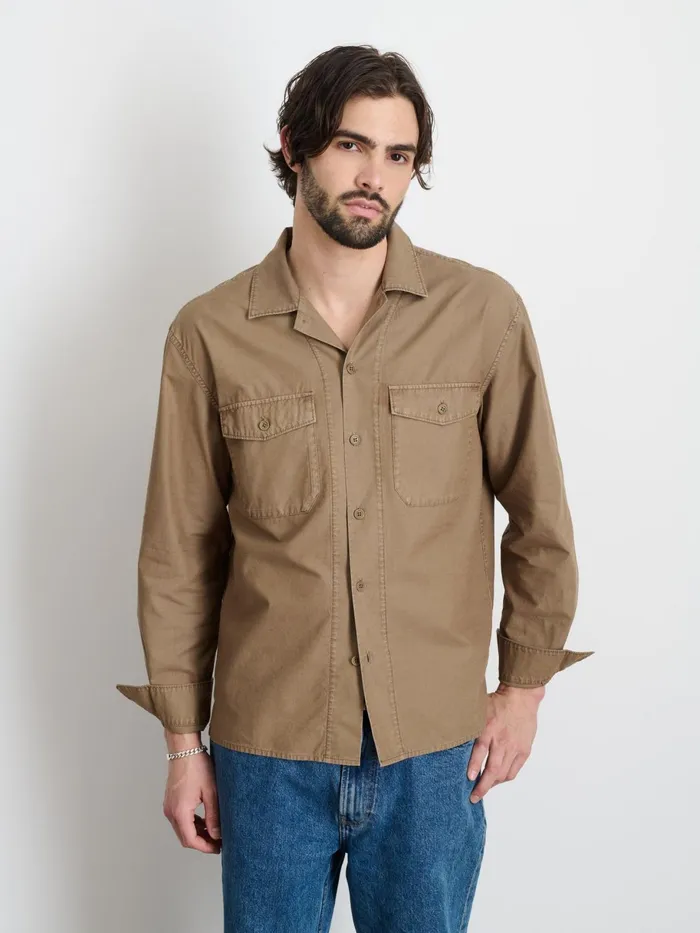 Field Shirt In Crosshatch Cotton Petrified Oak Men Alex Mill Shirts