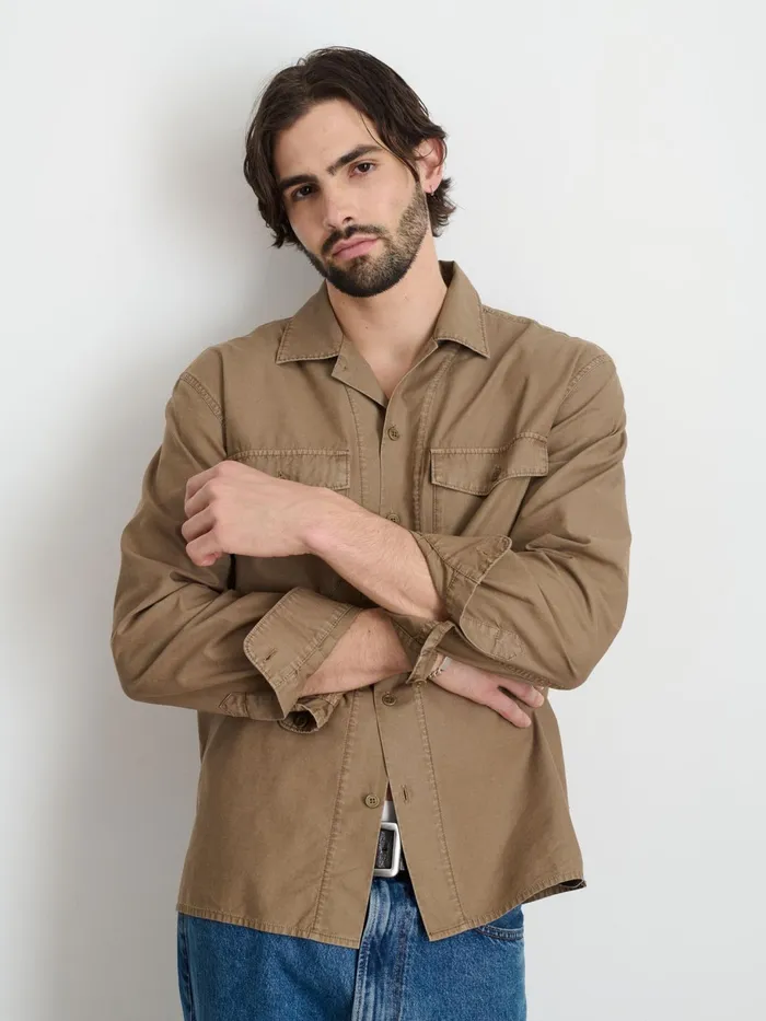 Field Shirt In Crosshatch Cotton Petrified Oak Men Alex Mill Shirts