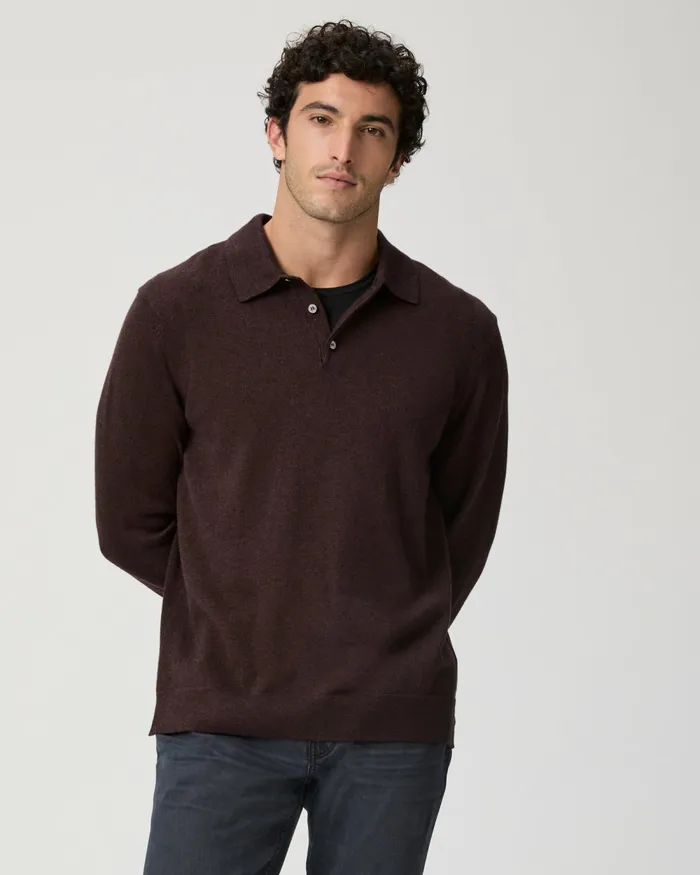 Finsbury Sweater Polo 8211 Heathered Bordeaux Men PAIGE Sweaters and Sweatshirts