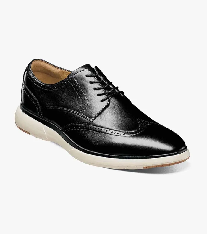 Flair Wingtip Oxford Black Wwhite Men Florsheim Dress Shoes