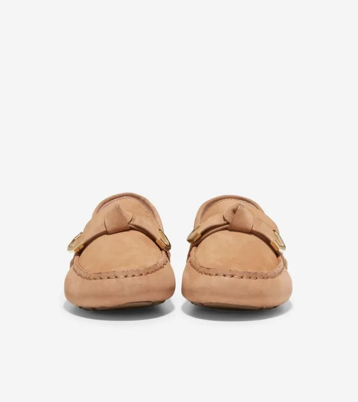 Flats and SlipOns Women Cole Haan Evelyn Bow Driver Birch Beige Nubuck