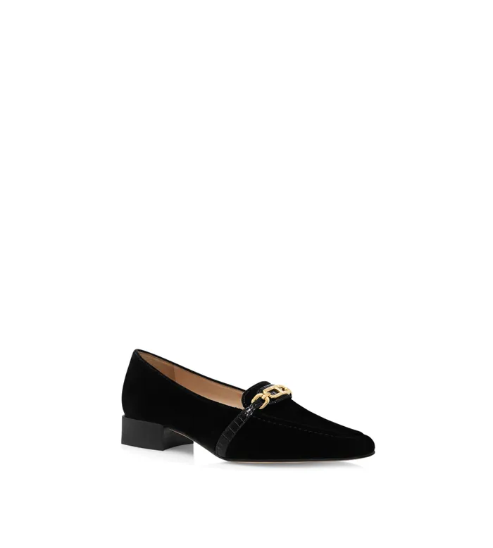Flats Women TOM FORD VELVET AND GLOSSY STAMPED CROCODILE LEATHER WHITNEY LOAFER Black Flats Women TOM FORD VELVET AND GLOSSY STAMPED CROCODILE LEATHER WHITNEY LOAFER Black