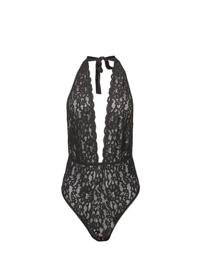Fleur Du Mal Bodysuits Charlotte Halter Teddy Black 8211 Women