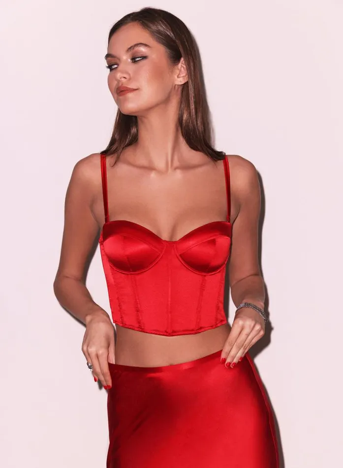 Fleur Du Mal Bustiers and Bra Tops Cropped Hamptons Bustier Rouge 8211 Women Fleur Du Mal Bustiers and Bra Tops Cropped Hamptons Bustier Rouge 8211 Women
