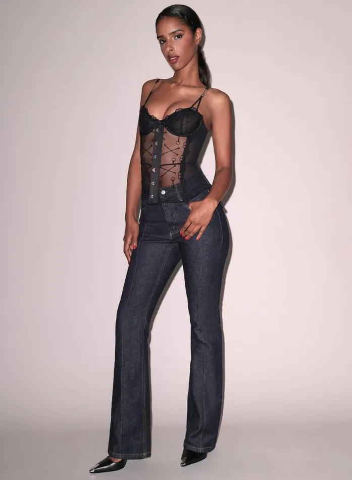 Fleur Du Mal Bustiers and Bra Tops Equestrian Embroidery Basque Black Black 8211 Women Fleur Du Mal Bustiers and Bra Tops Equestrian Embroidery Basque Black Black 8211 Women