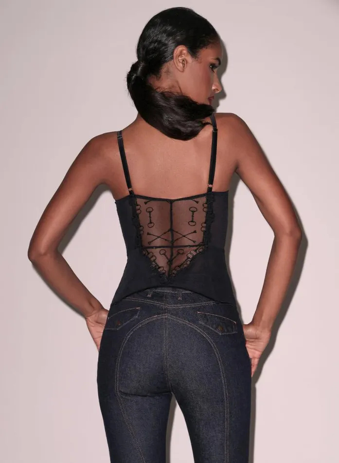 Fleur Du Mal Bustiers and Bra Tops Equestrian Embroidery Basque Black Black 8211 Women Fleur Du Mal Bustiers and Bra Tops Equestrian Embroidery Basque Black Black 8211 Women